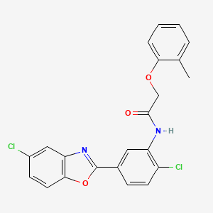 molecular formula C22H16Cl2N2O3 B11561858 N-[2-chloro-5-(5-chloro-1,3-benzoxazol-2-yl)phenyl]-2-(2-methylphenoxy)acetamide 