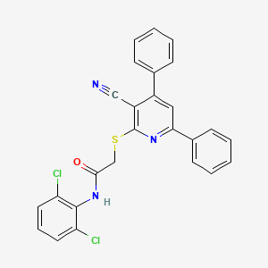 molecular formula C26H17Cl2N3OS B11561872 2-[(3-cyano-4,6-diphenylpyridin-2-yl)sulfanyl]-N-(2,6-dichlorophenyl)acetamide 