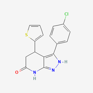 molecular formula C16H12ClN3OS B11561887 3-(4-chlorophenyl)-4-(thiophen-2-yl)-2,4,5,7-tetrahydro-6H-pyrazolo[3,4-b]pyridin-6-one 