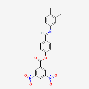 molecular formula C22H17N3O6 B11561929 4-[(E)-[(3,4-Dimethylphenyl)imino]methyl]phenyl 3,5-dinitrobenzoate 