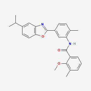 2-methoxy-3-methyl-N-{2-methyl-5-[5-(propan-2-yl)-1,3-benzoxazol-2-yl]phenyl}benzamide