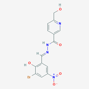 N'-[(E)-(3-bromo-2-hydroxy-5-nitrophenyl)methylidene]-6-(hydroxymethyl)pyridine-3-carbohydrazide