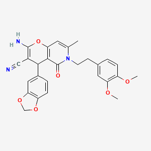 2-amino-4-(1,3-benzodioxol-5-yl)-6-[2-(3,4-dimethoxyphenyl)ethyl]-7-methyl-5-oxo-5,6-dihydro-4H-pyrano[3,2-c]pyridine-3-carbonitrile