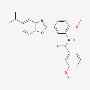 molecular formula C25H24N2O4 B11562043 3-methoxy-N-{2-methoxy-5-[5-(propan-2-yl)-1,3-benzoxazol-2-yl]phenyl}benzamide 