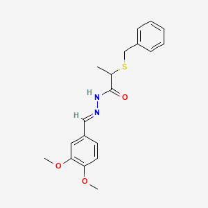 molecular formula C19H22N2O3S B11562045 2-(benzylsulfanyl)-N'-[(E)-(3,4-dimethoxyphenyl)methylidene]propanehydrazide 