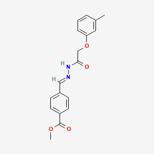 molecular formula C18H18N2O4 B11562105 methyl 4-[(E)-{2-[(3-methylphenoxy)acetyl]hydrazinylidene}methyl]benzoate 