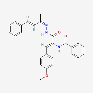 N-[(1Z)-1-(4-methoxyphenyl)-3-oxo-3-{(2Z)-2-[(3E)-4-phenylbut-3-en-2-ylidene]hydrazinyl}prop-1-en-2-yl]benzamide