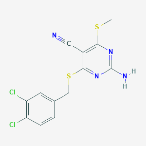 2-Amino-4-[(3,4-dichlorobenzyl)sulfanyl]-6-(methylsulfanyl)pyrimidine-5-carbonitrile