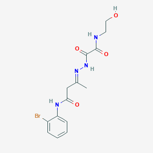 molecular formula C14H17BrN4O4 B11562181 (3E)-N-(2-bromophenyl)-3-(2-{[(2-hydroxyethyl)amino](oxo)acetyl}hydrazinylidene)butanamide 