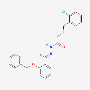 molecular formula C23H21ClN2O2S B11562183 N'-{(E)-[2-(benzyloxy)phenyl]methylidene}-2-[(2-chlorobenzyl)sulfanyl]acetohydrazide 