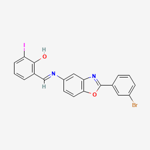 molecular formula C20H12BrIN2O2 B11562204 2-[(E)-{[2-(3-bromophenyl)-1,3-benzoxazol-5-yl]imino}methyl]-6-iodophenol 