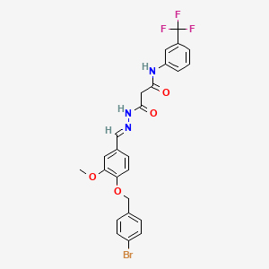 molecular formula C25H21BrF3N3O4 B11562218 3-[(2E)-2-{4-[(4-bromobenzyl)oxy]-3-methoxybenzylidene}hydrazinyl]-3-oxo-N-[3-(trifluoromethyl)phenyl]propanamide 