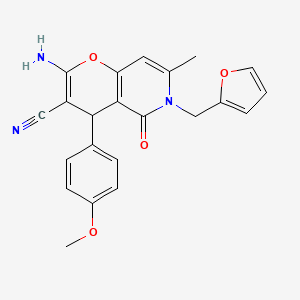 2-amino-6-(furan-2-ylmethyl)-4-(4-methoxyphenyl)-7-methyl-5-oxo-5,6-dihydro-4H-pyrano[3,2-c]pyridine-3-carbonitrile