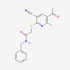 2-[(5-acetyl-3-cyano-6-methylpyridin-2-yl)sulfanyl]-N-benzylacetamide