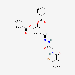 2-(Benzoyloxy)-5-[(E)-({2-[(2-bromophenyl)formamido]acetamido}imino)methyl]phenyl benzoate