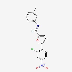 molecular formula C18H13ClN2O3 B11562283 N-{(Z)-[5-(2-chloro-4-nitrophenyl)furan-2-yl]methylidene}-3-methylaniline 