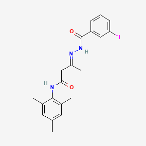 molecular formula C20H22IN3O2 B11562326 (3E)-3-{2-[(3-iodophenyl)carbonyl]hydrazinylidene}-N-(2,4,6-trimethylphenyl)butanamide 