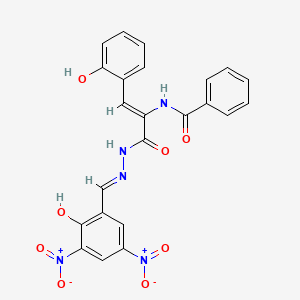 N-[(1Z)-3-[(2E)-2-(2-hydroxy-3,5-dinitrobenzylidene)hydrazinyl]-1-(2-hydroxyphenyl)-3-oxoprop-1-en-2-yl]benzamide