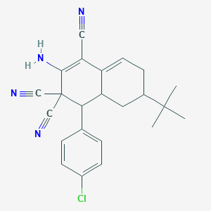 molecular formula C23H23ClN4 B11562359 2-amino-6-tert-butyl-4-(4-chlorophenyl)-4a,5,6,7-tetrahydronaphthalene-1,3,3(4H)-tricarbonitrile 