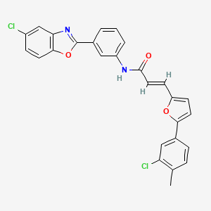 molecular formula C27H18Cl2N2O3 B11562368 (2E)-N-[3-(5-chloro-1,3-benzoxazol-2-yl)phenyl]-3-[5-(3-chloro-4-methylphenyl)furan-2-yl]prop-2-enamide 