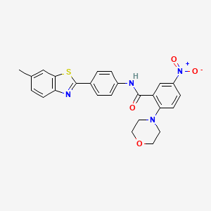 molecular formula C25H22N4O4S B11562375 N-[4-(6-methyl-1,3-benzothiazol-2-yl)phenyl]-2-(morpholin-4-yl)-5-nitrobenzamide 