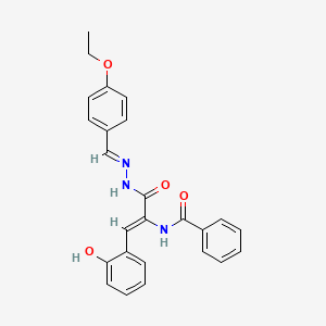 molecular formula C25H23N3O4 B11562383 N-[(1Z)-3-[(2E)-2-(4-ethoxybenzylidene)hydrazinyl]-1-(2-hydroxyphenyl)-3-oxoprop-1-en-2-yl]benzamide 