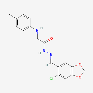 N'-[(E)-(6-chloro-1,3-benzodioxol-5-yl)methylidene]-2-[(4-methylphenyl)amino]acetohydrazide (non-preferred name)