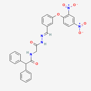 molecular formula C29H23N5O7 B11562420 N-(2-{(2E)-2-[3-(2,4-dinitrophenoxy)benzylidene]hydrazinyl}-2-oxoethyl)-2,2-diphenylacetamide (non-preferred name) 