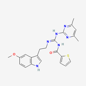 molecular formula C23H24N6O2S B11562456 N-[(E)-[(4,6-dimethylpyrimidin-2-yl)amino]{[2-(5-methoxy-1H-indol-3-yl)ethyl]amino}methylidene]thiophene-2-carboxamide 