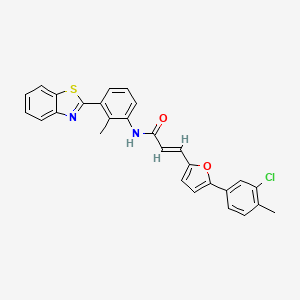 molecular formula C28H21ClN2O2S B11562463 (2E)-N-[3-(1,3-benzothiazol-2-yl)-2-methylphenyl]-3-[5-(3-chloro-4-methylphenyl)furan-2-yl]prop-2-enamide 