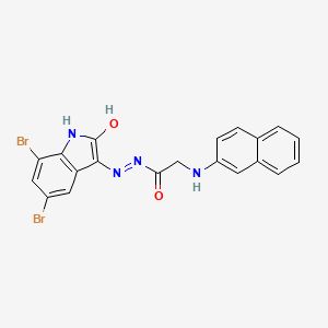 N'-[(3Z)-5,7-Dibromo-2-oxo-2,3-dihydro-1H-indol-3-ylidene]-2-[(naphthalen-2-YL)amino]acetohydrazide