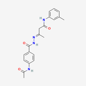 molecular formula C20H22N4O3 B11562514 (3E)-3-(2-{[4-(acetylamino)phenyl]carbonyl}hydrazinylidene)-N-(3-methylphenyl)butanamide 