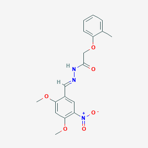 molecular formula C18H19N3O6 B11562518 N'-[(E)-(2,4-dimethoxy-5-nitrophenyl)methylidene]-2-(2-methylphenoxy)acetohydrazide 