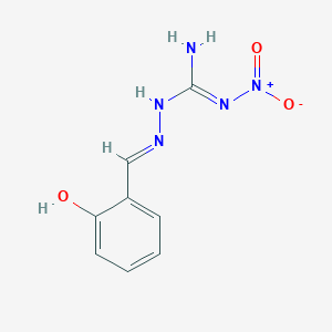 molecular formula C8H9N5O3 B11562519 (2E)-2-(2-hydroxybenzylidene)-N'-nitrohydrazinecarboximidamide 