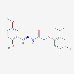 2-[4-bromo-5-methyl-2-(propan-2-yl)phenoxy]-N'-[(E)-(2-hydroxy-5-methoxyphenyl)methylidene]acetohydrazide