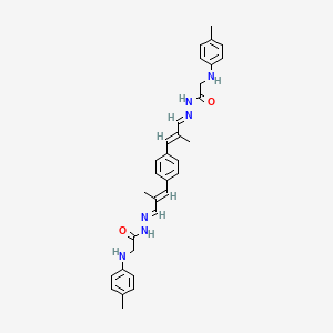 molecular formula C32H36N6O2 B11562525 N',N''-{benzene-1,4-diylbis[(1E,3E)-2-methylprop-1-en-1-yl-3-ylidene]}bis{2-[(4-methylphenyl)amino]acetohydrazide} (non-preferred name) 