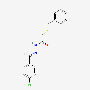 molecular formula C17H17ClN2OS B11562530 N'-[(E)-(4-chlorophenyl)methylidene]-2-[(2-methylbenzyl)sulfanyl]acetohydrazide 