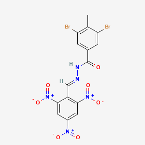 molecular formula C15H9Br2N5O7 B11562533 3,5-dibromo-4-methyl-N'-[(E)-(2,4,6-trinitrophenyl)methylidene]benzohydrazide 