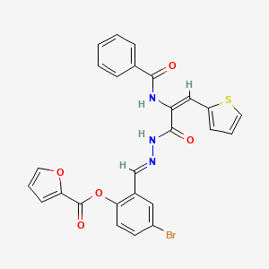 4-bromo-2-[(E)-{2-[(2E)-2-[(phenylcarbonyl)amino]-3-(thiophen-2-yl)prop-2-enoyl]hydrazinylidene}methyl]phenyl furan-2-carboxylate