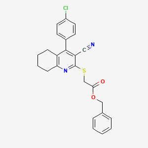 molecular formula C25H21ClN2O2S B11562585 Benzyl {[4-(4-chlorophenyl)-3-cyano-5,6,7,8-tetrahydroquinolin-2-yl]sulfanyl}acetate 