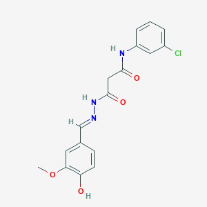 molecular formula C17H16ClN3O4 B11562605 N-(3-Chlorophenyl)-2-{N'-[(E)-(4-hydroxy-3-methoxyphenyl)methylidene]hydrazinecarbonyl}acetamide 