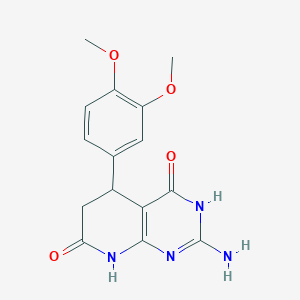 molecular formula C15H16N4O4 B11562628 2-amino-5-(3,4-dimethoxyphenyl)-4-hydroxy-5,8-dihydropyrido[2,3-d]pyrimidin-7(6H)-one 