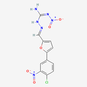 molecular formula C12H9ClN6O5 B11562648 (2E)-2-{[5-(4-chloro-3-nitrophenyl)furan-2-yl]methylidene}-N'-nitrohydrazinecarboximidamide 