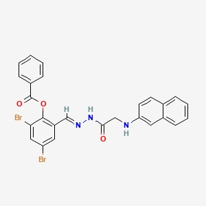 2,4-Dibromo-6-[(E)-({2-[(naphthalen-2-YL)amino]acetamido}imino)methyl]phenyl benzoate