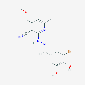 2-[(2E)-2-(3-bromo-4-hydroxy-5-methoxybenzylidene)hydrazinyl]-4-(methoxymethyl)-6-methylpyridine-3-carbonitrile