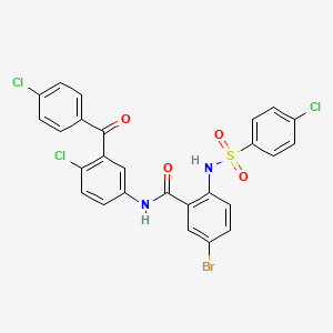 molecular formula C26H16BrCl3N2O4S B11562689 5-bromo-N-{4-chloro-3-[(4-chlorophenyl)carbonyl]phenyl}-2-{[(4-chlorophenyl)sulfonyl]amino}benzamide 