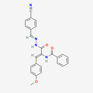 N-[(1Z)-3-[(2E)-2-(4-cyanobenzylidene)hydrazinyl]-1-(4-methoxyphenyl)-3-oxoprop-1-en-2-yl]benzamide