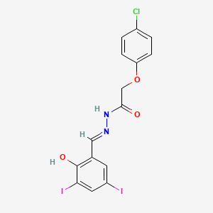 2-(4-chlorophenoxy)-N'-[(E)-(2-hydroxy-3,5-diiodophenyl)methylidene]acetohydrazide