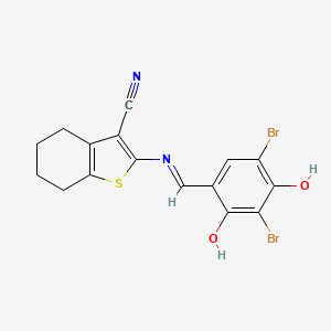 2-{[(E)-(3,5-dibromo-2,4-dihydroxyphenyl)methylidene]amino}-4,5,6,7-tetrahydro-1-benzothiophene-3-carbonitrile