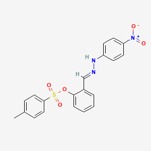 molecular formula C20H17N3O5S B11562772 2-{(E)-[2-(4-nitrophenyl)hydrazinylidene]methyl}phenyl 4-methylbenzenesulfonate 